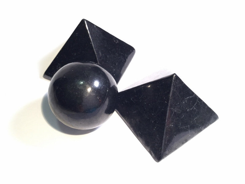 ::SHUNGITE:: Gemstone Sphere or Pyramid - HK HIGH KICKS
