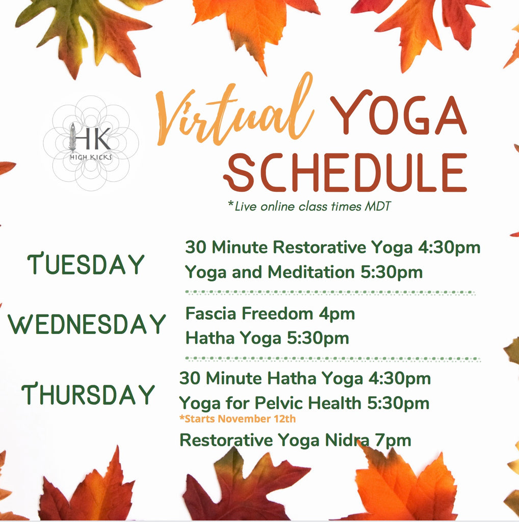 2020 Fall Online Yoga Schedule