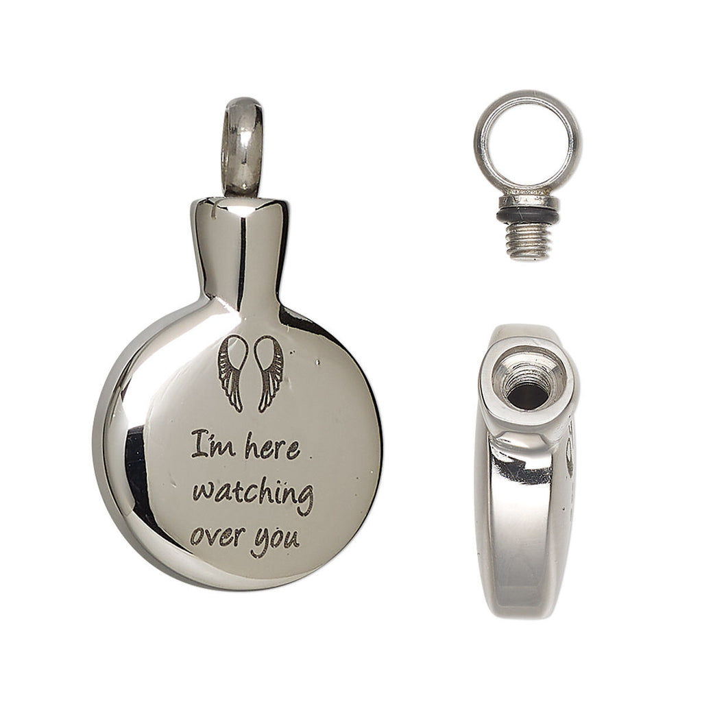 Cremation Jewelry: Puffed Flat Round with Watertight Chamber